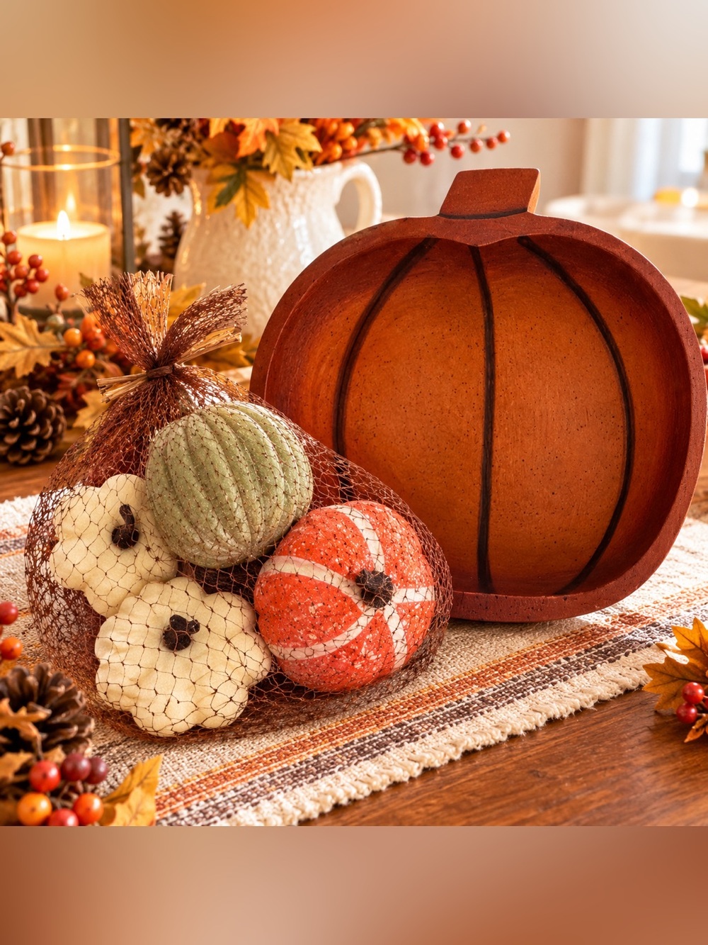 Hobby Lobby Fall Pumpkin Tray Mini Gourd Decor Set Thanksgiving Harvest NWT